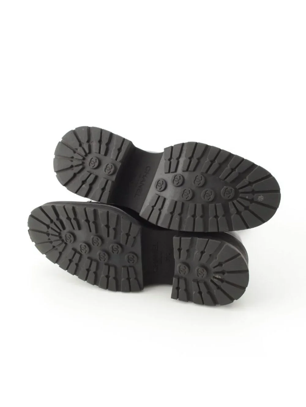 Chanel Leather CC Logo Side Gore Short Boots Shoes Black 36c